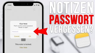 iPhone Notizen Passwort Vergessen Zurücksetzen funktioniert nicht 2023 [upl. by Donnie]