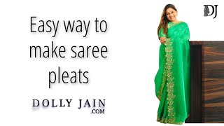 Easy way to make saree pleats  How to make lower pleats in saree  Dolly Jain [upl. by Matti]