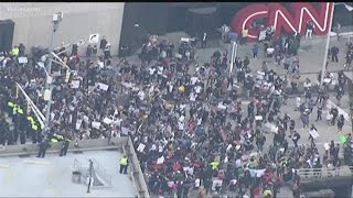 Protesters police in standoff in front of CNN Center [upl. by Anerroc]