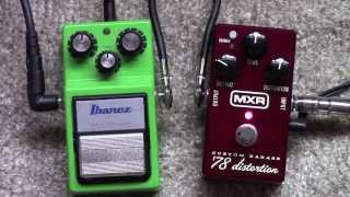 Ibanez TS 9 Tube Screamer vs MXR Custom Badass 78 Distortion Pedal Shootout [upl. by Kirsch]