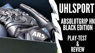 Uhlsport AbsolutGrip HN Black Edition Goalkeeper Glove Review amp PlayTest [upl. by Suehtomit]