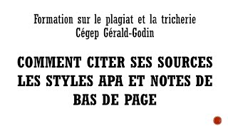 Comment citer ses sources Style APA et Notes de bas de page [upl. by Peednas]