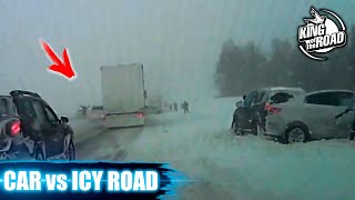 Car ice Sliding crash amp spin outs 2021 Icy road Winter weather [upl. by Aeli85]