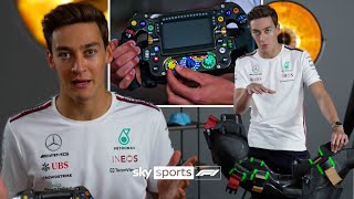 George Russell EXPLAINS his Mercedes Race Seat and Steering Wheel 🔍 [upl. by Jasik]