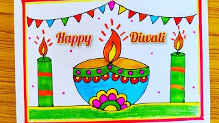 Diwali drawingdipawali drawing easydiwali Poster drawingdiwali drawing easy stepsdiwali card [upl. by Aurea]