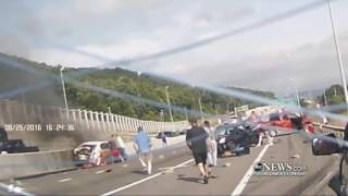 Massive Car Pileup Dramatic Rescue Caught on Dashcam [upl. by Celesta]