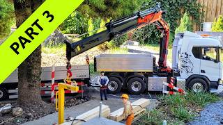 Build a small train station RC excavator CASE CX85 Kubota Scania Truck Voegele Finisher Part 3 [upl. by Otilegna]