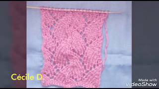 Tuto tricot  Le point ajouré quot les grappes 2quot Punto dos agujas stich knitting [upl. by Ardnasil]