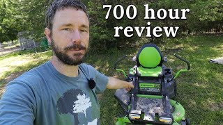 700 Hour Review of Greenworks CRZ 423 Zero Turn Mower [upl. by Trumann237]