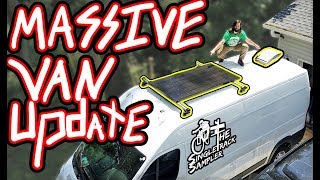 MASSIVE VAN BUILD UPDATE Fan Solar Fridge and Ceilings  Singletrack Sampler Van Build Ep 5 [upl. by Ahteres]