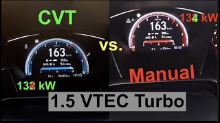 ACCELERATION BATTLE 200 kmh  Honda Civic 15 Turbo VTEC  MANUAL vs CVT [upl. by Ayanaj]