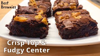 Fudgiest Brownie Ever  Foolproof Fudgy Brownie Recipe  Chewy Walnut Brownies  Classic Brownies [upl. by Jeminah]