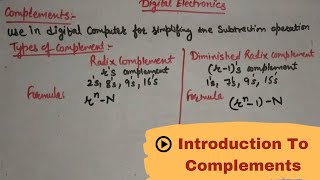 Introduction To Complements  rs Complement  r1s Complement [upl. by Jahncke]