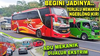 DUARRR SANGAT KAGET TIBA2 ELF NGEBLONG KIRI  Bus sugeng rahayu adu skill sama budiman di turunan [upl. by Nageek703]