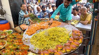 NEXT LEVEL Vegetarian Food in VARANASI  Indian Street Food tour of Banaras India [upl. by Keraj]