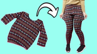 Sewing trick👉How to make comfortable pants from a sweater [upl. by Nyasuh]