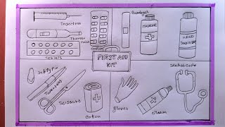 how to draw first aid kit step by step easyfirst aid box [upl. by Aiuqes]