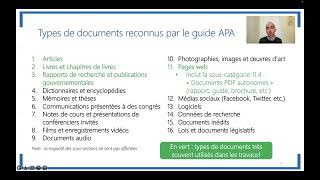 Maîtriser le style APA  distinguer les types de documents webinaire [upl. by Rowley]