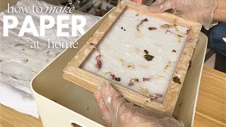 how to make handmade recycled paper • tulip 🌷amp ✨ gold papermaking at home [upl. by Lauritz]