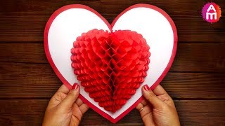 DIY 3D Heart ❤️ Pop Up Card  Valentine Pop Up Card [upl. by Atila58]