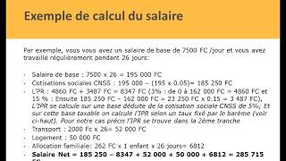 Calcul du salaire en RDC en 2020 [upl. by Ardnama523]