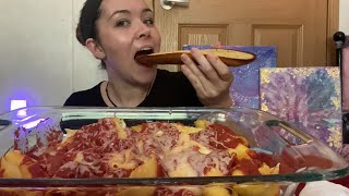 Cheesy Stuffed Shells Mukbang w garlic bread  Schwans [upl. by Trik]