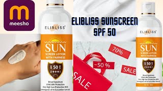 Elibliss sunscreen spf 50 review  Meesho cheapest product  Cheapest sunscreen in India [upl. by Huebner]