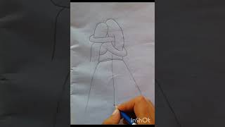 Two Friends DrawingGirls Back SketchSimple ampEasy drawing [upl. by Rahsab]