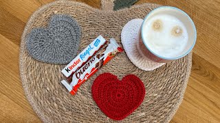 Einfaches Herz häkeln für Anfänger  Deko oder Untersetzer  Geschenk zum Valentinstag 💝 [upl. by Hardi]