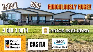 RIDICULOUSLY HUGE CASITA BY PALM HARBOR HOMES 4 BED 3 BATH MOBILE HOME TOUR PRICE INCLUDED  DMHC [upl. by Chrissy]