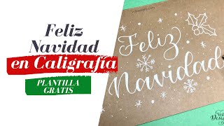 Feliz Navidad en Caligrafía  Plantilla de Navidad Gratis  Tarjeta Navidad DIY [upl. by Aremus]