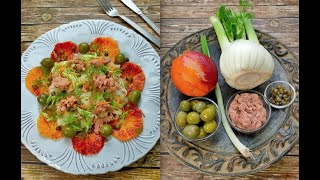 Fennel amp blood orange salad with tuna olives and capers Awesome Sicilian recipe So easy [upl. by Nealon]