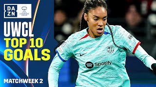 DAZNs Top 10 Goals Of Matchday 2 Of The 20232024 UEFA Womens Champions League Group Stage [upl. by Stromberg]