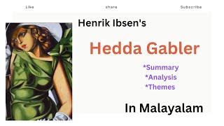 Hedda Gabler Summary in Malayalam Henrik Ibsen Realism [upl. by Secrest]