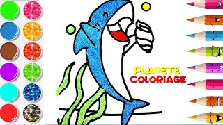 APPRENDRE Coloriage FLOAM SLIME Requin Vidéo éducative [upl. by Nolat]