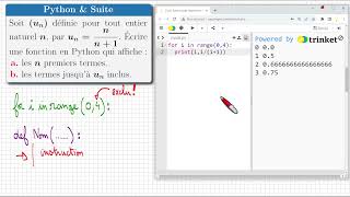 Python amp suite ♦ Fonction qui affiche les n premiers termes ♦ boucle ♦ for i in range ♦ 1ere spé ♕ [upl. by Ayak271]