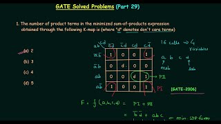 GATE Solved Problems 20062012  Karnaugh Map  Digital Electronics [upl. by Anatolio]