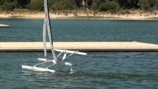 MIni40 Hydrofoiling RC Trimaran at Champion Lakes 29 Januarympg [upl. by Blancha]