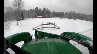 John Deere 3046R Cab tractor plowing snow 2 lessons learned [upl. by Nangem]