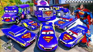 GTA 5  Stealing SUPERMAN MCQUEEN Cars With Franklin in GTA V Real Life Cars 123 [upl. by Ylesara]