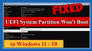 UEFI System Partition Wont Boot in Windows 11  10 100 Fixed gpt uefi efi [upl. by Waverly]