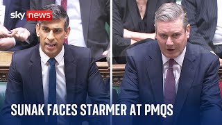 PMQs Rishi Sunak and Sir Keir Starmer goheadtohead at Prime Ministers Questions [upl. by Atteuqehs401]