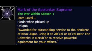 Tier Set Vendors Season 1 of The War Within for PvE amp PvP Vendors of Mark of the Spelunker Supreme [upl. by Karna]