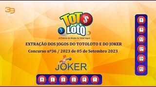 Extração do Totoloto amp Joker  5 Setembro 2023 [upl. by Ahsenroc]