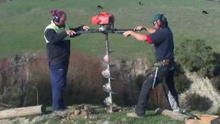 Home made two man post hole borer [upl. by Anaizit]