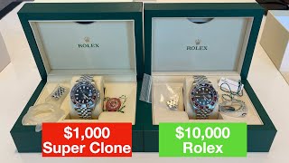 1000 Super Clone vs Rolex GMT Master 2 Pepsi  How to spot a fake Rolex Watch [upl. by Herson]