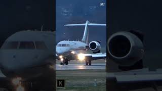 Bombardier Global 6000 Landing Thrust Reversers in Action [upl. by Arikihs]