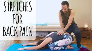 Stretches for Low Back Pain Tight Glutes amp Hamstrings At Home Pain Relief with [upl. by Ylloj]