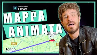 Come Creare una Mappa Animata con Percorso per Video Vlog e di Viaggio  Tutorial Filmora 13 editing [upl. by Shea]