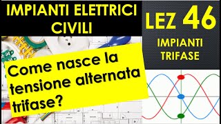 46Impianti elettrici trifase Come nasce la tensione alternata trifase sfasamento 120 gradi 50 Hz [upl. by Analla]